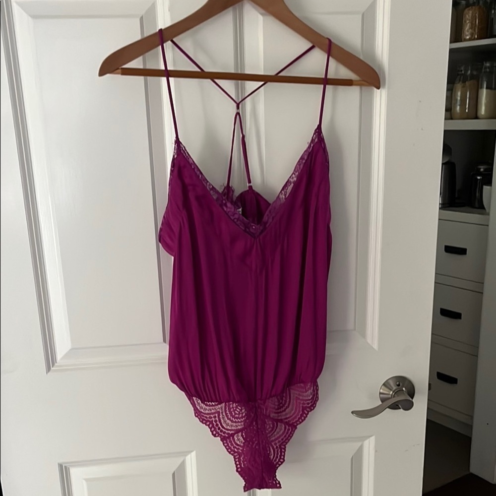 Intimately Free People Lace Bodysuit size small Fuscia